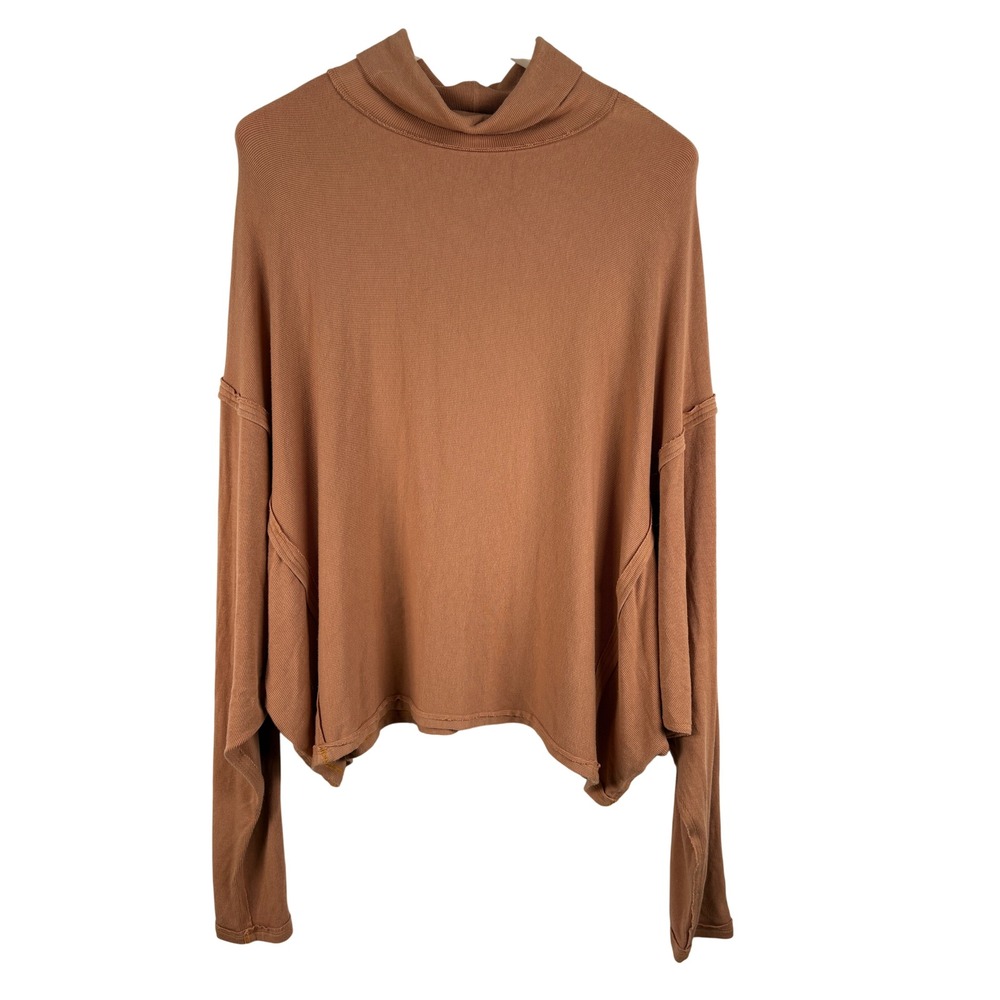 We The Free Turtleneck Top Womens Small Brown Boho Indie Minimalist